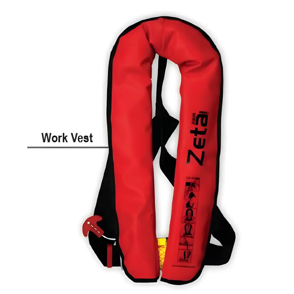 ZETA 290N Otomatik Şişme Çalışma Yeleği Yetişkin ISO 12402-2 Kırmızı PVC Kaplamalı